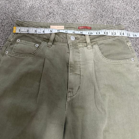Pilcro The Breaker Barrel Leg Jeans Sz 27 Green Relaxed Pants Anthropologie - Picture 5 of 8